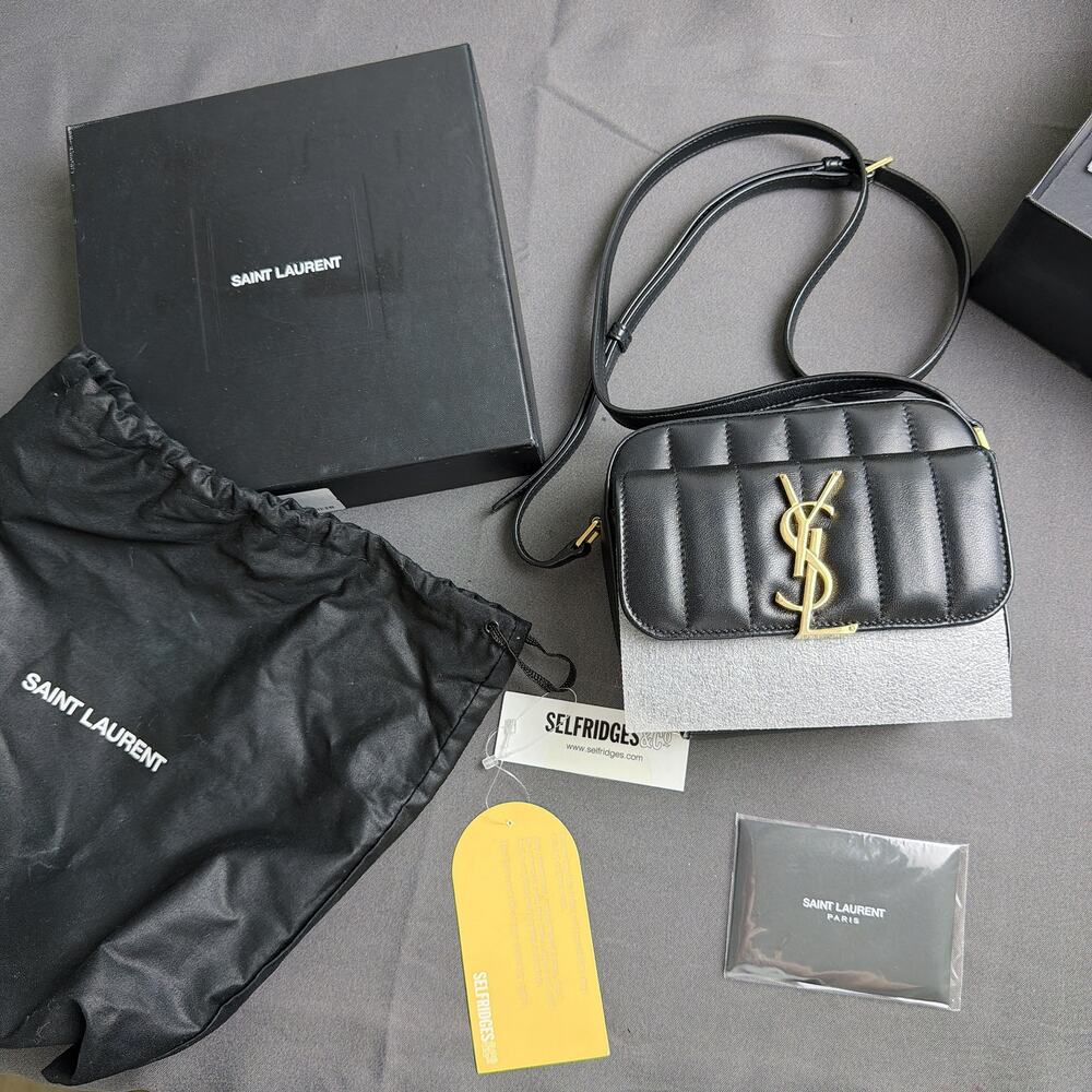 Saint Laurent Toy Vicky Vertical Quilted Leather Camera Bag
